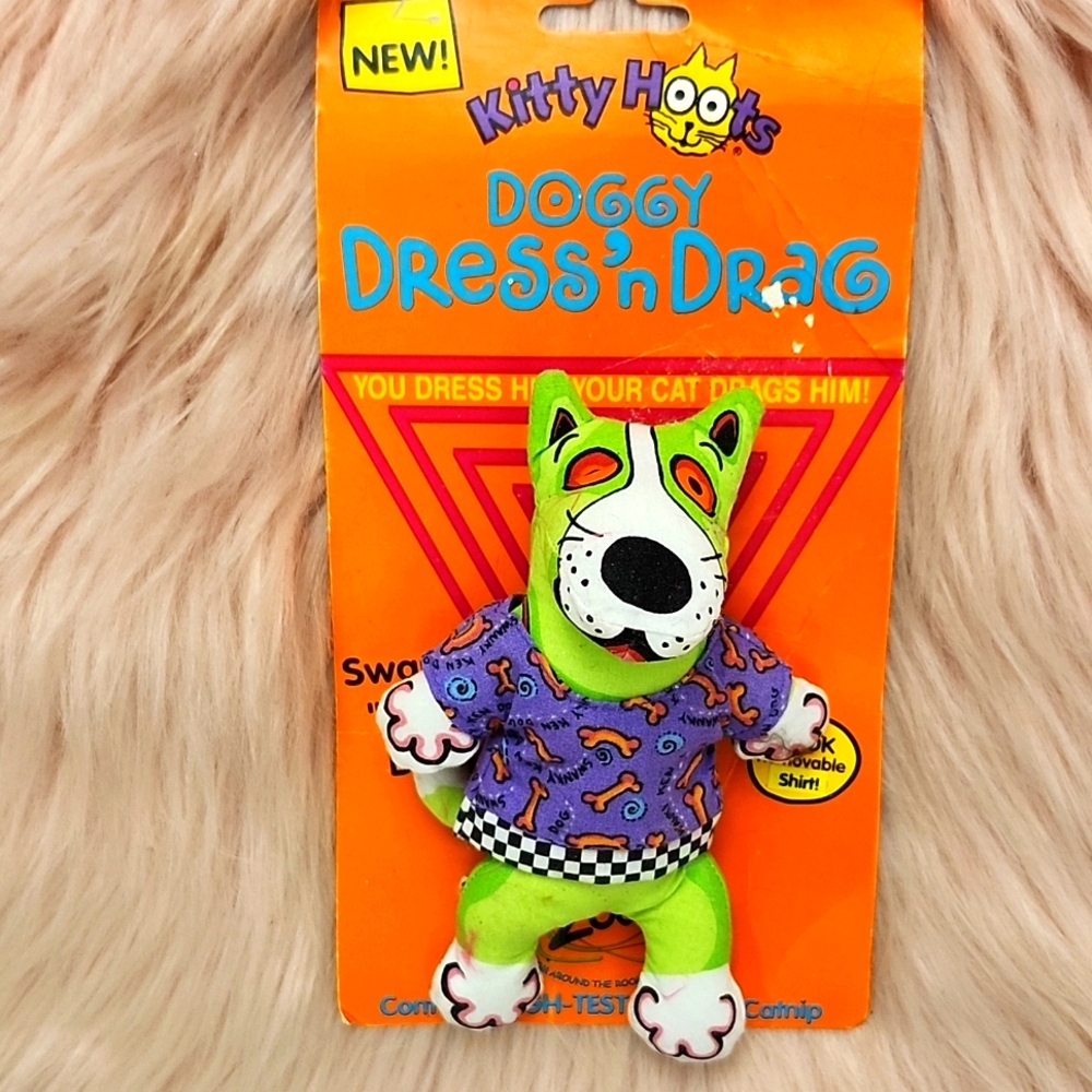 Brand New FAT CAT KITTY HOOTS DOGGY DRESS 'N DRAG "KEN" DOG CATNIP TOY